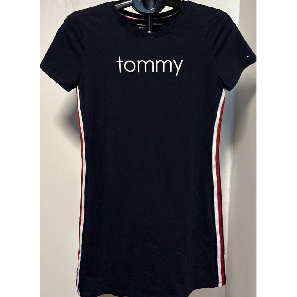 Tommy Hilfiger Short Sleeve T-Shirt Dress Womens S Blue Cotton Stretch